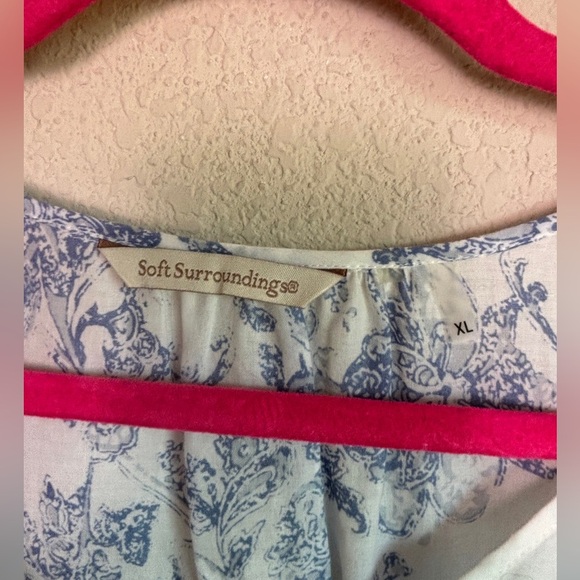 Soft Surroundings Nimes Blue & White Toile Embroidered Floral Tunic XL - Picture 2 of 8